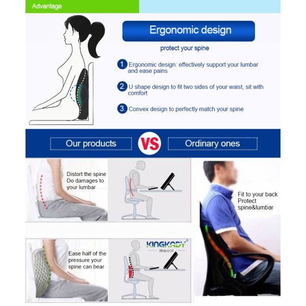 Long Life Span Memory Foam Lower Back Support Pillow for Chair Comfortable Design