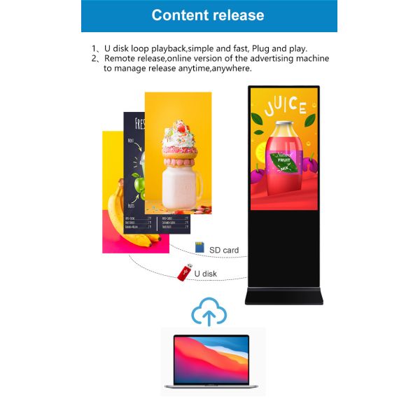 43'' Advertising Kiosk Display , 4k Digital Signage Player 1920x1080