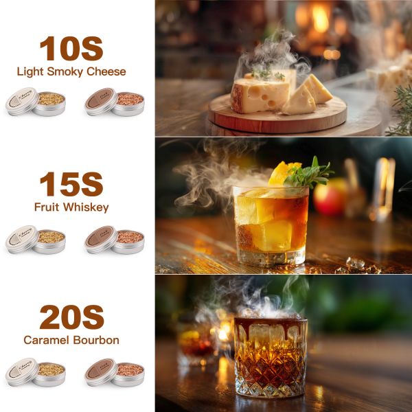 Steak Whiskey Cocktail Black Bar Gift Set Portable Electronic Smoker Kit