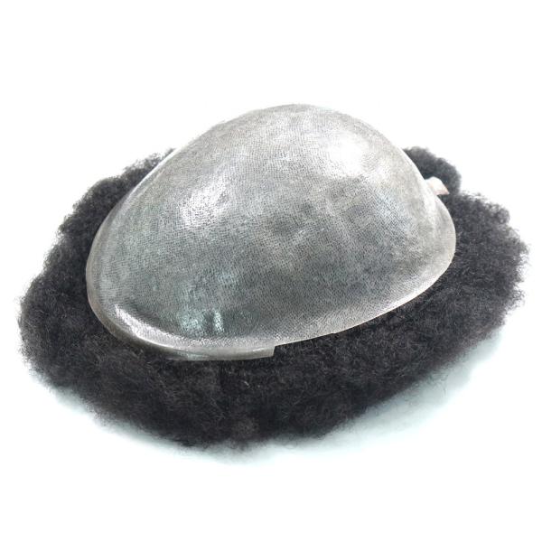 4mm 6mm 8mm 10mm 12mm 15mm Small Curl Afro Toupee for Black Men with Poly Skin Base 100% Human Hair
