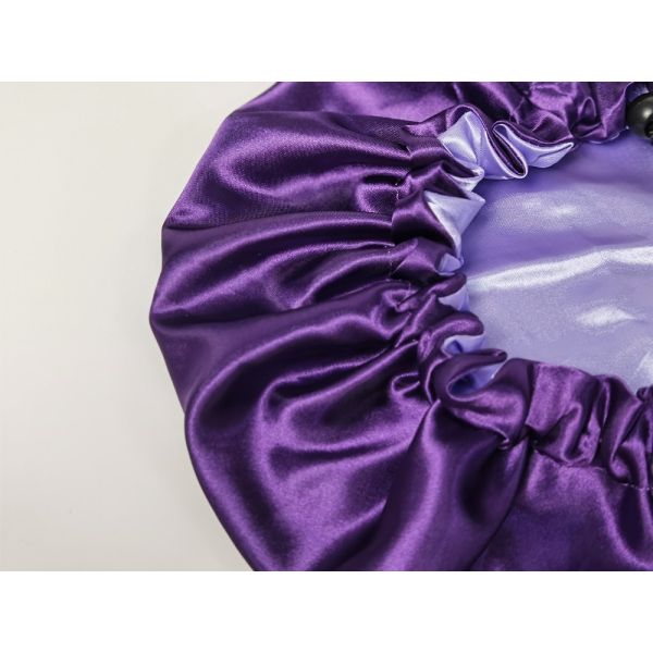 53cm Reversible Silk Sleeping Cap , Double Layer Satin Bonnet For Curly Hair