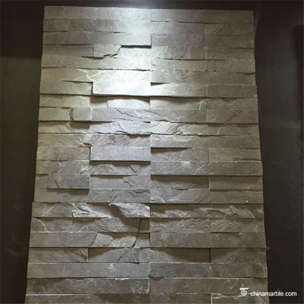 Black Slate / Quartzite Stone Ledger Panel Heat Insulation For Wall Decoration