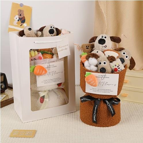 Single dog doll bouquet doll for girlfriend best friend children student day gift 520 adult ceremony