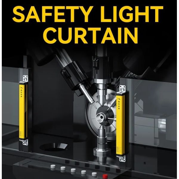Sensor de barrera de luz de seguridad con resolución de 45 mm IP65, cableado, sincronizado, PNP, NPN, 10 cortinas de luz infrarroja