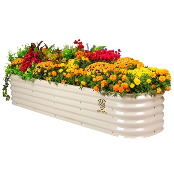 8*2*1.5 Ft Modular Galvanized Steel Oval Raised Garden Planter Bed For Flowers