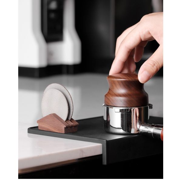 Brown Walnut Silicone Screen for 58mm Espresso Barista Filter Holder in Modern Design