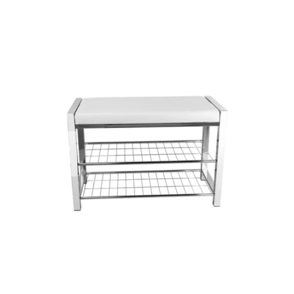 Rectangle Style Shoe Rack Bench with European Design and Chrome Finish Iron Structure