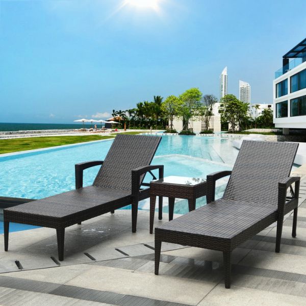 Outdoor Furniture Aluminium Teak Wicker Rattan Rope Sun Lounger for Garden Pool Chair
