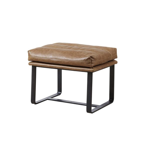 Light Brown Leather Upholstered Chair , Modern Leisure Chair Thick Steel Frame