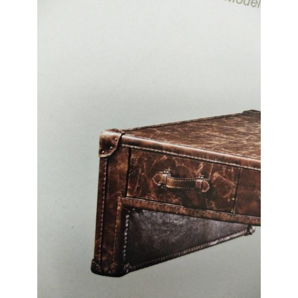 Office Vintage Style Side Coffee Table Full Genuine Leather 1.5M Length 0.595CBM Volume