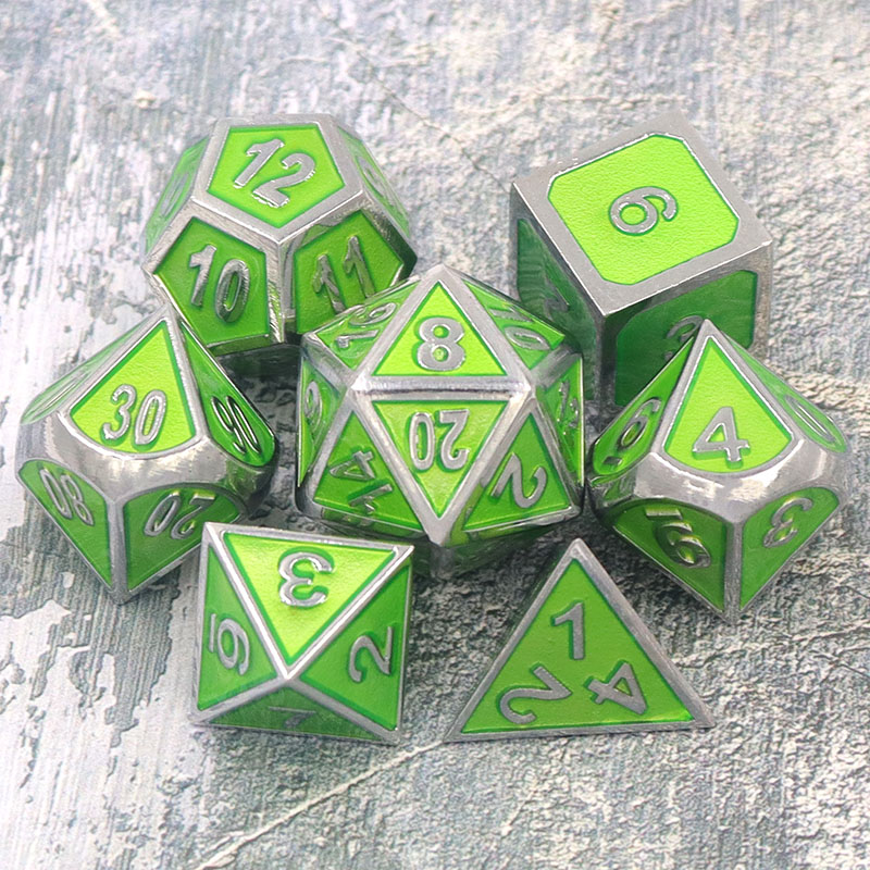 Custom Wholesale DND RPG Metal Polyhedral Dice Set in Zinc Alloy with Customized Color and Size