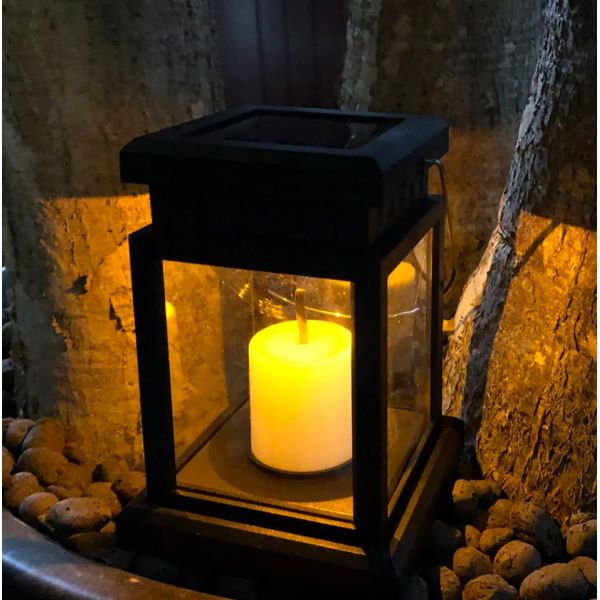 Solar Hanging Candle Lantern Waterproof Outdoor Umbrella Light Vintage Clip Lamp for Garden Teahouse Pathway Lawn Yard Lounge
