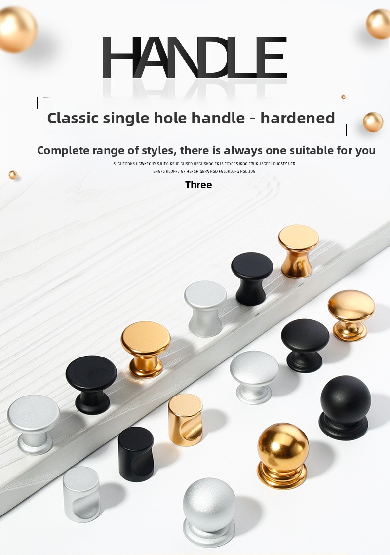 Gold Black Single-Hole Aluminum Alloy Light Luxury Nordic Modern American-Style Furniture Handle for Cabinet Wardrobe Drawer