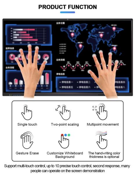 Qtenboard Classroom 65 75 86 98 Inch Interactive Digital Whiteboard Smart Board Conference Board Electronic Touch Screen Panel