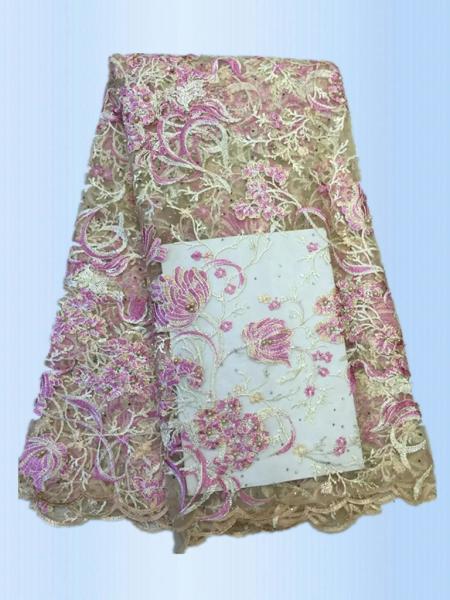 African Lace Fabric 2017 High Quality Lace Peach Tulle Styles Embroidery  Laces for Wholesale with different color