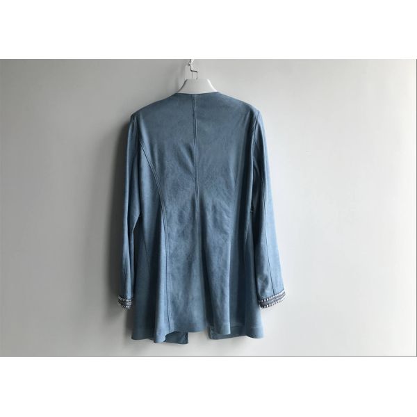 Casual Style Ladies Suede Jackets , Studs Decorated Ladies Pu Leather Jackets