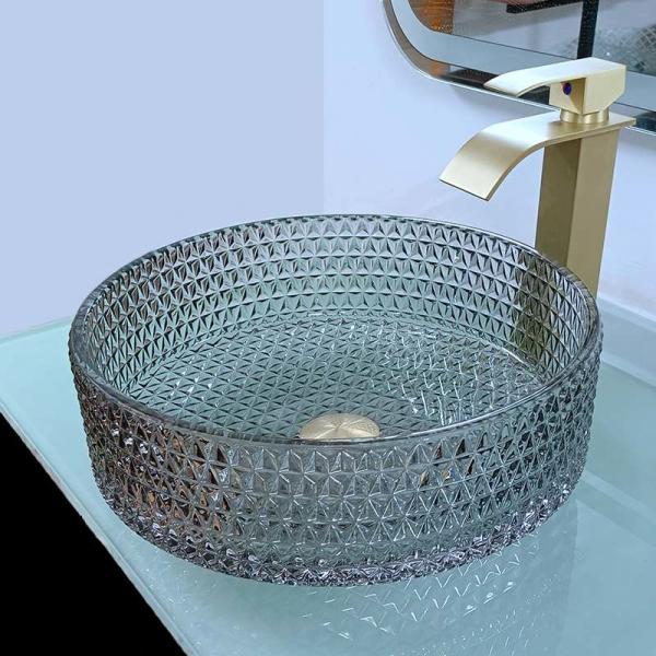 Modern Countertop Glass Wash Basin Black Table Top 120mm Height Artistic