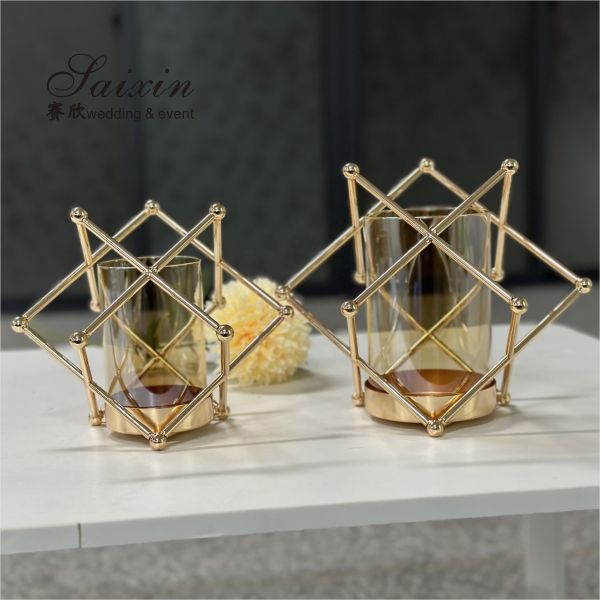 Wholesale wedding centerpieces single gold candle holder for event decor