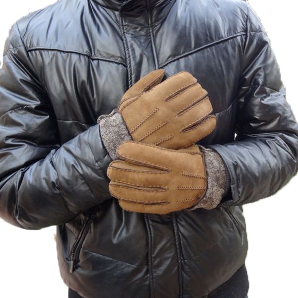 Brown Warm Leather Gloves , Mens Fitted Leather Gloves Eco - Friendly