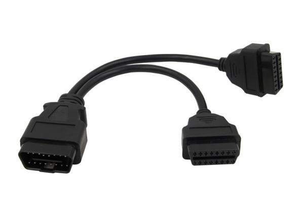 OBD2 OBDII 16 Pin J1962 Male to Dual OBD2 Female Round Splitter Y Cable
