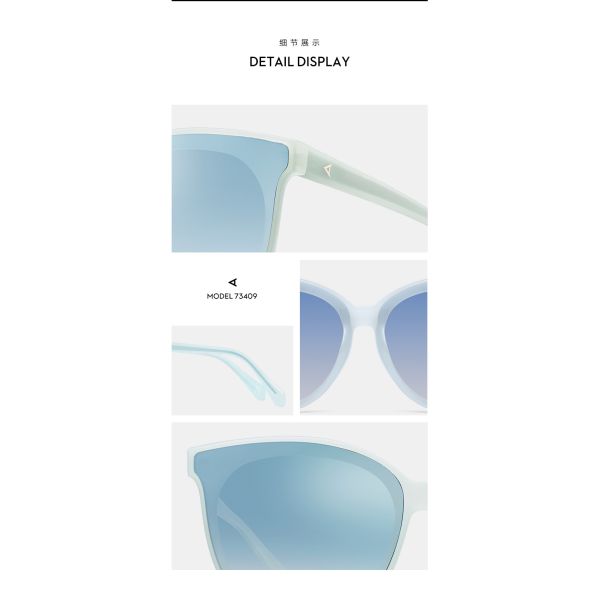 Parim Ladies Polarized Sunglasses , Black Blue Pink Lens Women Plastic Frames