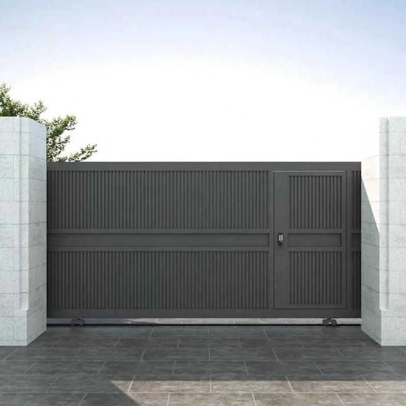 Aluminum Alloy Outdoor Electric Sliding Gate Customized Automatic Eco-Friendly Durable Remote Control Entry Hotel Park House