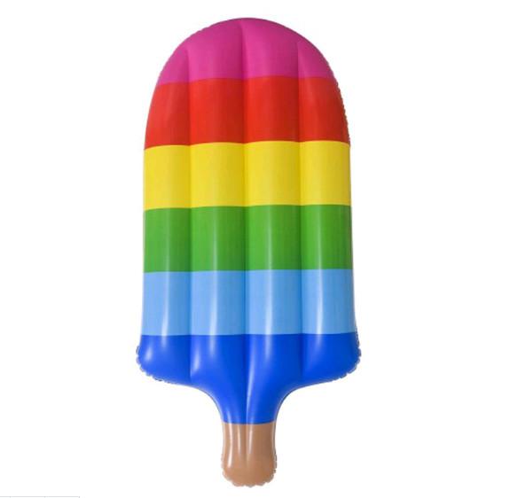 Giant Floating Water Mat Rainbow Colors Inflatable Pool Float Ice Popsicle