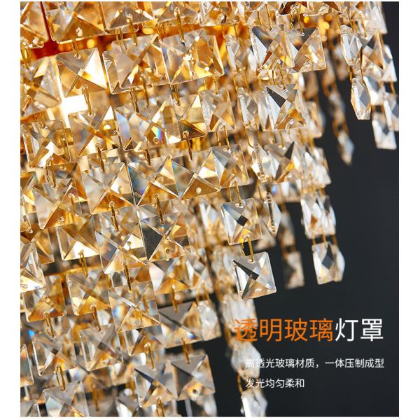 Кристаллов люстры золота титана света 6m2 стеклянных роскошные привесные к 25m2