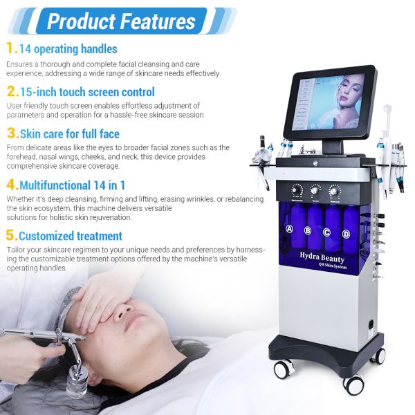Hottest Korean 14in1 Hydro Microdermbrasion Hydra Oxigen Facial Machine 2023