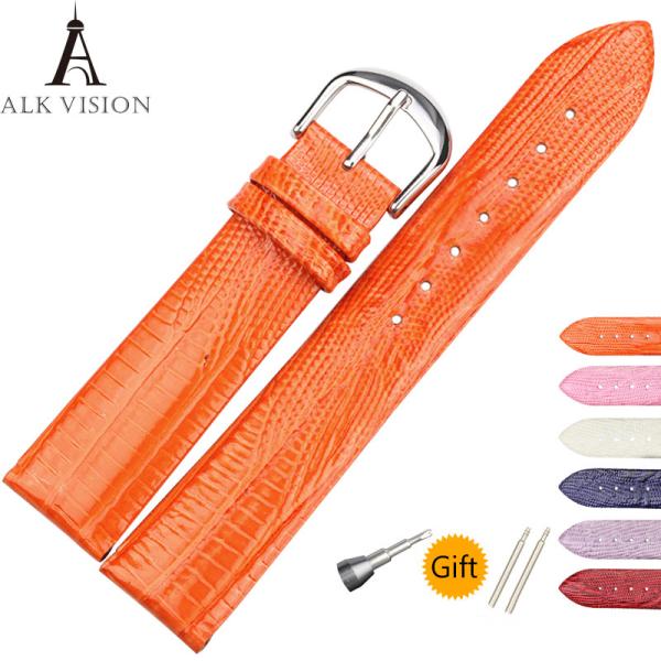 Genuine True Leather Watchband Lizard Skin Pattern Watch Band Cow Leather Straps 14 16 18 20mm Pin Buckle Watch Strap Or