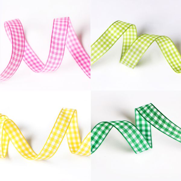 Custom Check Gingham Tartan Plaid 100% Polyester Ribbon Double Face Style