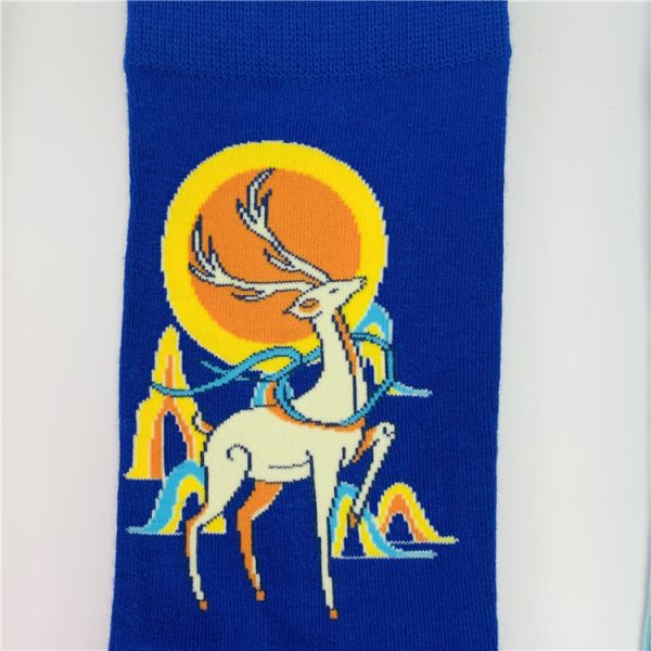 Organic Cotton Socks for Women Standard Thickness Breathable Cute Print Long Socks
