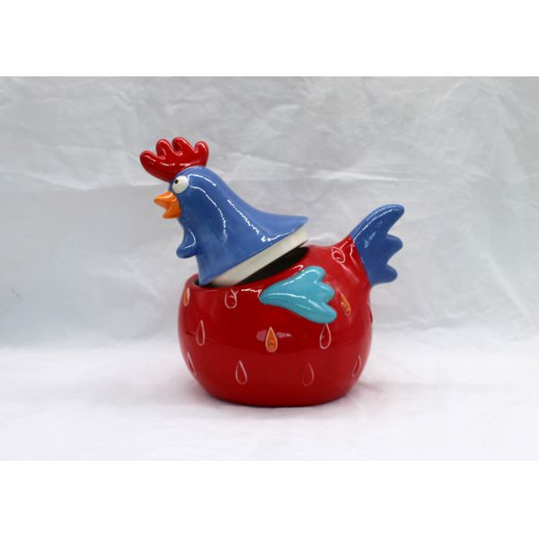 Customized Ceramic Coffee Jar , Rooster Design Easter Dolomite Cookie Jar