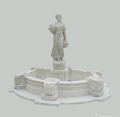 large outdoor natural stone marble garden fountain