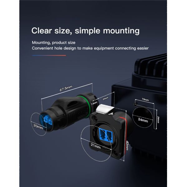 CNLINKO M24 Plastic IP68 Waterproof LC Male Female Connector Circular Fiber Optic Connector