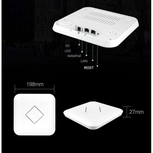 High Power AC1200 Dual-Band Ceiling Mounted Wireless Access Point with CPU QCA9563 Model XD3200