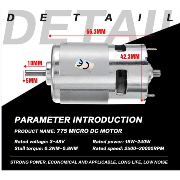 High Torque High Speed DC Motor 2500-22000RPM DC 3-48V RS 775 Electric Brushed Motor