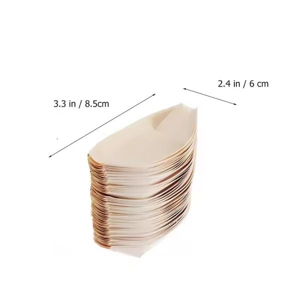 Party Occasion Compostable Wooden Boat Sushi Packaging Container Poplar Wood Material