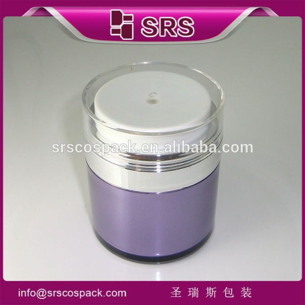 Shengruisi manufacture hot sale round acrylic cream airless Jar with pump for facial cream