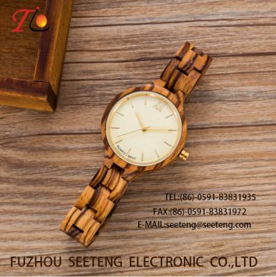 wholesale   Pu watch  wooden watches alloy case  quartz watch fashion watch concise styleDelicate / elegant wooden strap