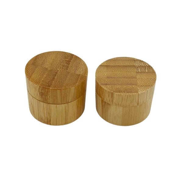 Aluminum Luxury Cosmetic Jar Cylindrical Body Lotion Container With Bamboo Casings