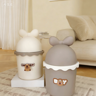 Mini Desktop Trash Can with Ergonomic Side Handles Non-slip Rubber Feet and Easy to Clean Design