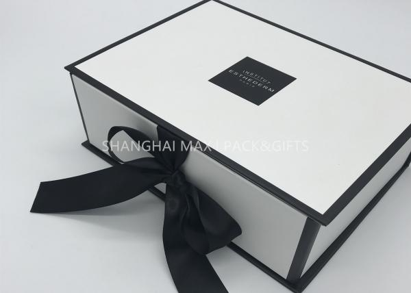Paper Square Round Chipboard Boxes For Packing UV Shiny Logo Printed Black Frame Border