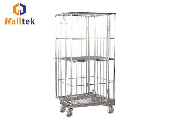 Finitura revestida com pó Trolley de transporte de logística Cage rolante dobrável