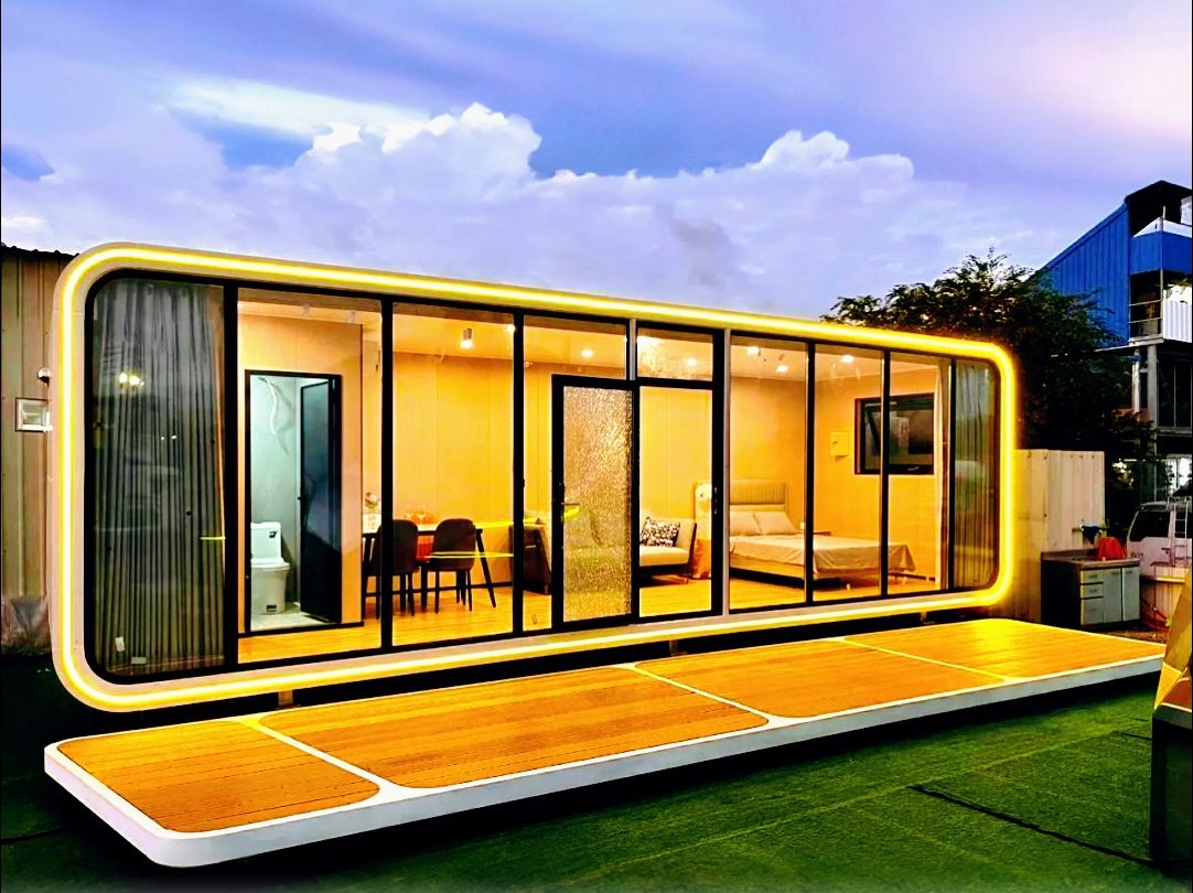 Modern Portable Mobile Apple Cabin House Factory Direct Sale Waterproof Container Material for Camping or Hotel Use
