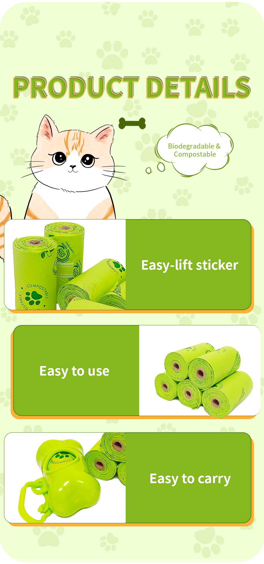 Biodegradable Compostable Degradable Dog Poop Bag Eco-Friendly Pet Waste Disposal Bag