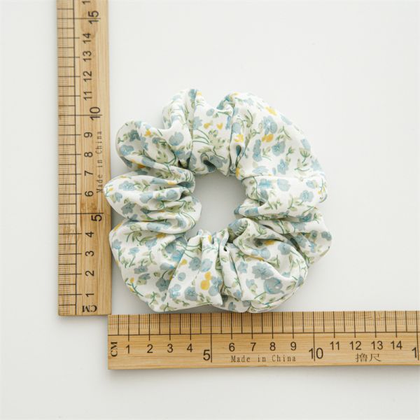 Spring catharanthus roseus blue floral chiffon scrunchie Japan Korea fat sausage circle ins lady head rope