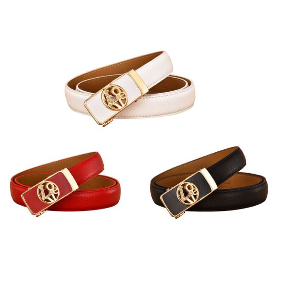 Cowhide женщины пояса пряжки автоматического замка кожаного пояса 120cm платья поддельные