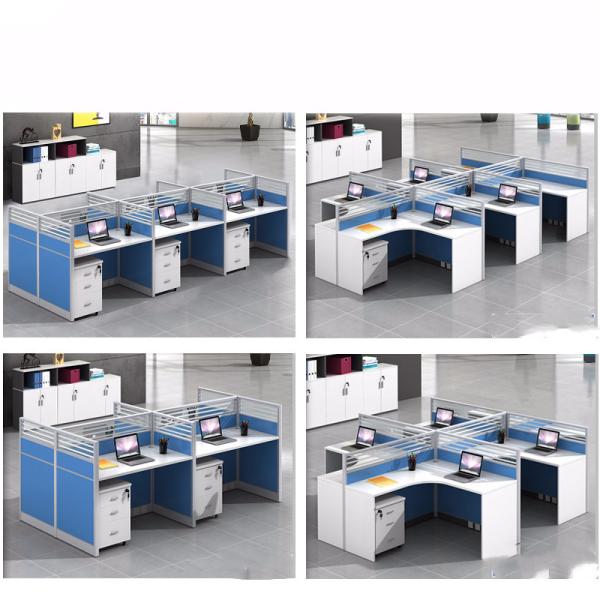 Mobiliário de escritório modular e personalizável Estação de trabalho de tela para 4 pessoas com escritório