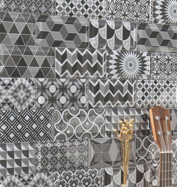 Grey 75x152mm Clay Indoor Wall Tiles for Kitchen Bathroom